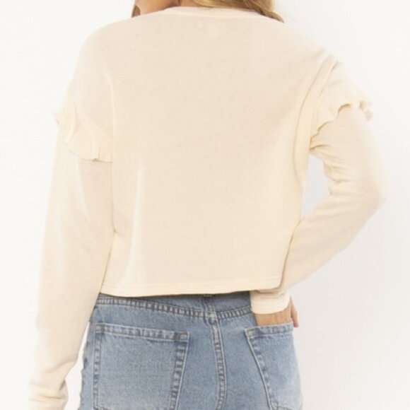 NWT Revolve Amuse Society Rose Fleece Pullover Size XS Ruffle Sweatshirt Top - Picture 14 of 14